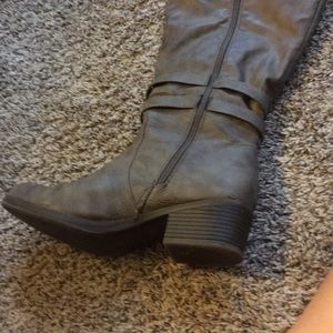 Grey knee/thigh high boots